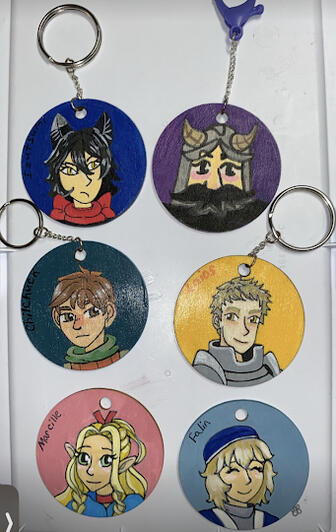 Hand-Painted Keychains with characters from Delicious in Dungeon