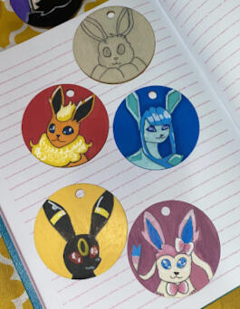 Hand-Painted Keychains with characters from Pokemon